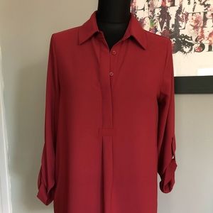 Burgundy red silk flowy top